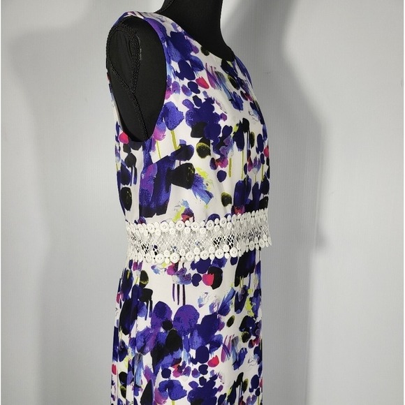 Vintage Kensie Floral Sleeveless Dress with Lace Detail Casual Summer Dress - Picture 3 of 11